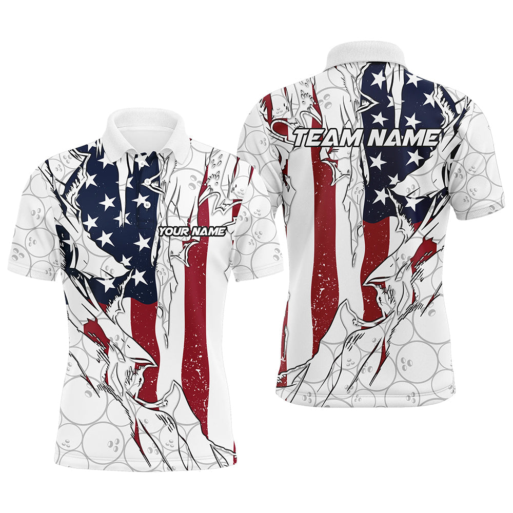 American Flag Custom Patriotic Bowling Shirts For Men, Team Bowling League Shirts Uniform IPHW6990