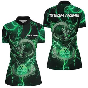 Black And Red Thunder Lightning Custom Dragon Bowling Team Shirts For Women, Bowlers Outfit IPHW7524