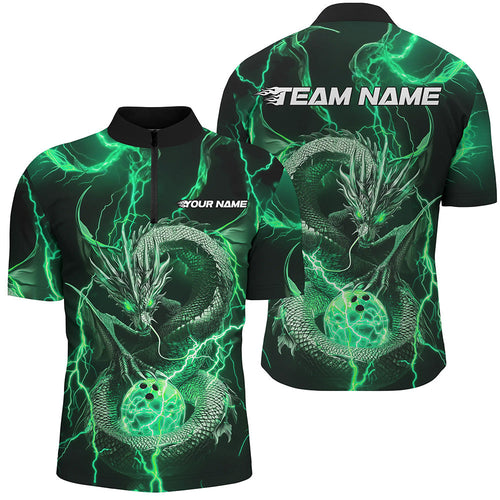 Black And Red Thunder Lightning Custom Dragon Bowling Team Shirts For Men, Bowlers Outfits IPHW7524