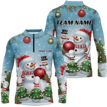 Load image into Gallery viewer, Custom Funny Christmas Snowman Bowling Shirts For Man, Christmas Bowling Tournament Outfits IPHW7979