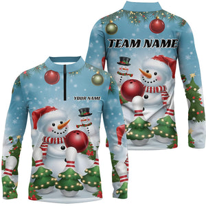 Custom Funny Christmas Snowman Bowling Shirts For Man, Christmas Bowling Tournament Outfits IPHW7979