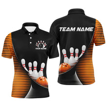 Load image into Gallery viewer, Black And Orange Custom Bowling Team Shirts For Men, Bowling League Shirt Bowler Outfit IPHW7983