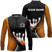 Load image into Gallery viewer, Black And Orange Custom Bowling Team Shirts For Men, Bowling League Shirt Bowler Outfit IPHW7983