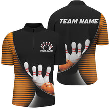 Load image into Gallery viewer, Black And Orange Custom Bowling Team Shirts For Men, Bowling League Shirt Bowler Outfit IPHW7983