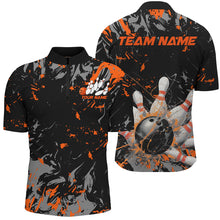 Load image into Gallery viewer, Black And Orange Splatter Bowling Shirts For Men, Bowling Team Uniform Bowler Outfit IPHW7984