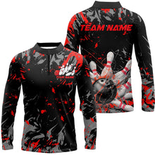 Load image into Gallery viewer, Black And Red Splatter Bowling Shirts For Men, Bowling Team Uniform Bowler Outfit IPHW7985