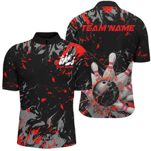 Load image into Gallery viewer, Black And Red Splatter Bowling Shirts For Men, Bowling Team Uniform Bowler Outfit IPHW7985