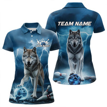 Load image into Gallery viewer, Blue Thunder Lightning Custom Wolf Bowling Polo Shirts For Women, Wolf Bowling Team Shirt IPHW8424