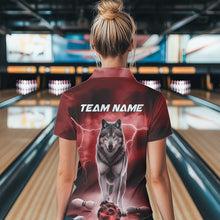 Load image into Gallery viewer, Red Thunder Lightning Custom Wolf Bowling Womens Quarter-Zip Shirts, Bowling Team Shirt IPHW8425