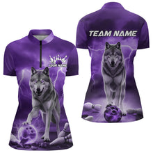 Load image into Gallery viewer, Purple Thunder Lightning Custom Wolf Bowling Womens Quarter-Zip Shirts, Bowling Team Shirt IPHW8426