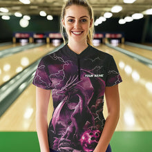 Load image into Gallery viewer, Black And Pink Thunder Lightning Custom Dragon Womens Bowling Team Shirts, Bowling Uniform IPHW8633