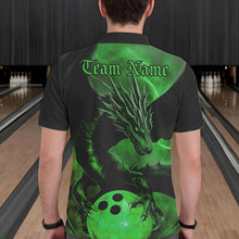 Load image into Gallery viewer, Black And Green Custom Dragon Bowling Polo Shirts For Men, Dragon Bowling League Shirt IPHW8644