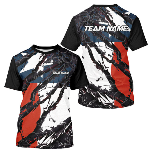 Texas Flag Custom Bowling Team T-Shirts For Men, Patriotic Bowling Team Jerseys IPHW6486