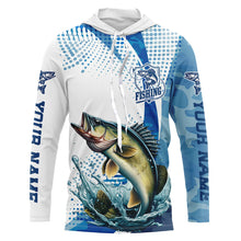 Load image into Gallery viewer, Custom Walleye Long Sleeve Fishing Shirts, Walleye Fishing Tournament Shirts | Blue Camo IPHW6833