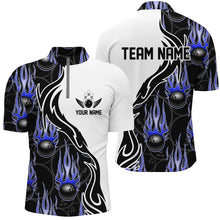 Load image into Gallery viewer, Custom Bowling Shirts For Men And Women, Personalized Flame Bowling Team Jerseys | Blue IPHW5003