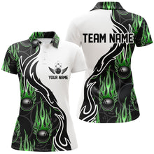 Load image into Gallery viewer, Custom Bowling Shirts For Women, Personalized Flame Bowling Team Jerseys | Green IPHW5004