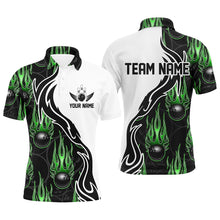 Load image into Gallery viewer, Custom Bowling Shirts For Men And Women, Personalized Flame Bowling Team Jerseys | Green IPHW5004