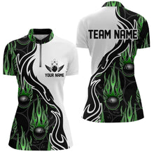 Load image into Gallery viewer, Custom Bowling Shirts For Women, Personalized Flame Bowling Team Jerseys | Green IPHW5004