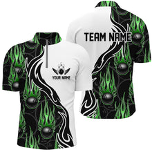 Load image into Gallery viewer, Custom Bowling Shirts For Men And Women, Personalized Flame Bowling Team Jerseys | Green IPHW5004