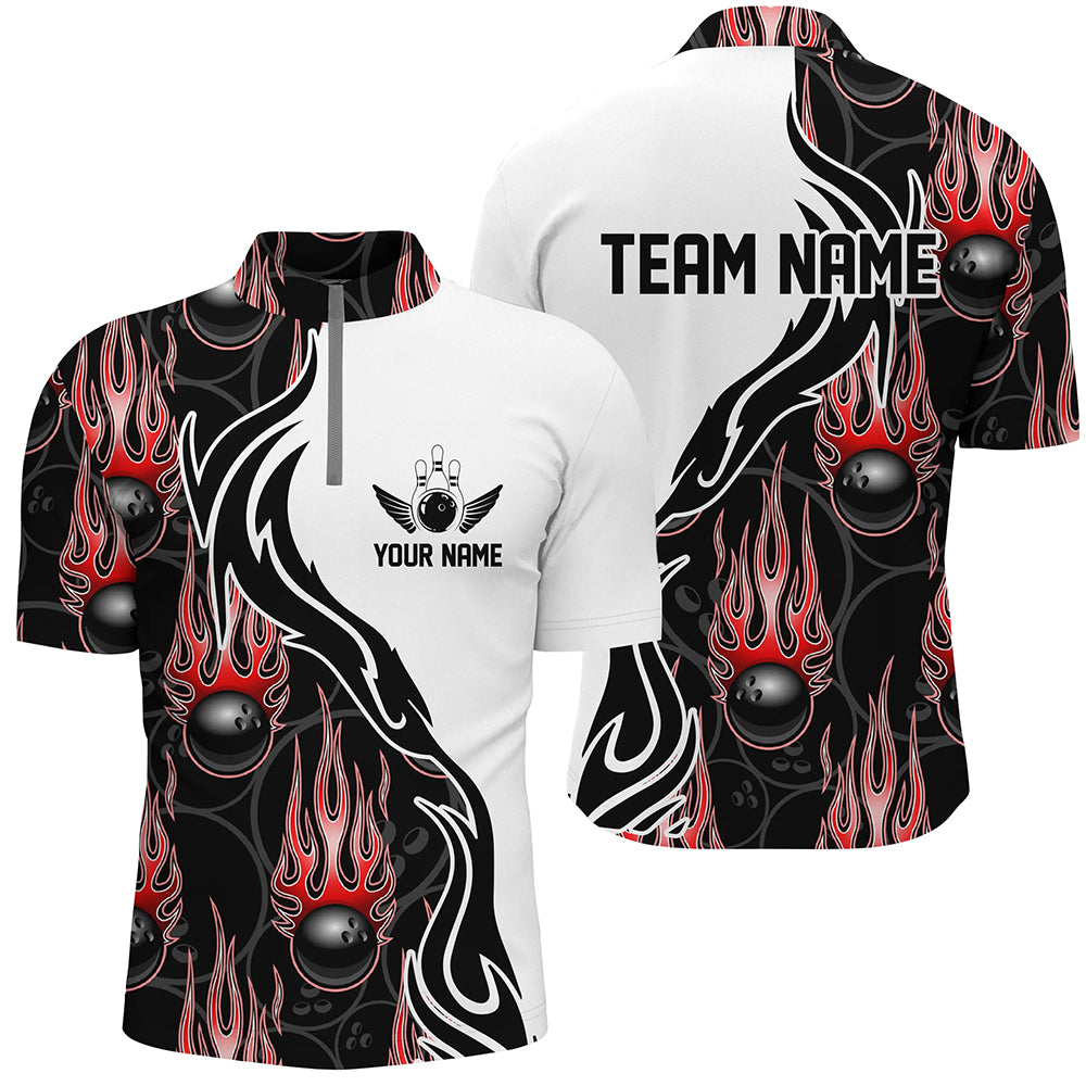 Custom Bowling Shirts For Men And Women, Personalized Flame Bowling Team Jerseys | Red IPHW5007