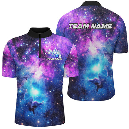 Custom Galaxy Bowling Shirts For Men, Bowling Team Shirts Bowlers Outfits IPHW7545