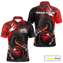 Load image into Gallery viewer, Custom Black And Red Dragon Bowling Jerseys, Dragon Bowling Team Men Polo Shirt IPHW10267