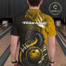 Load image into Gallery viewer, Custom Black And Yellow Dragon Bowling Jerseys, Dragon Bowling Team Men Polo Shirt IPHW10270