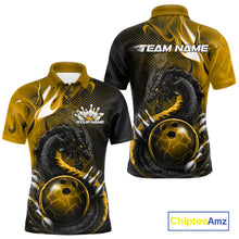 Load image into Gallery viewer, Custom Black And Yellow Dragon Bowling Jerseys, Dragon Bowling Team Men Polo Shirt IPHW10270