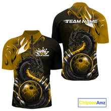 Load image into Gallery viewer, Custom Black And Yellow Dragon Bowling Jerseys, Dragon Bowling Team Men Quarter-Zip Shirt IPHW10270