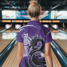 Load image into Gallery viewer, Custom Black And Purple Thunder Lightning Dragon Bowling Jerseys Bowling Womens Polo Shirts IPHW8659