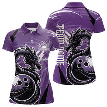 Load image into Gallery viewer, Custom Black And Purple Thunder Lightning Dragon Bowling Jerseys Bowling Womens Polo Shirts IPHW8659