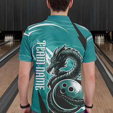 Load image into Gallery viewer, Custom Black And Blue Thunder Lightning Dragon Bowling Jerseys Bowling Polo Shirts For Men IPHW8661