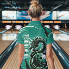 Load image into Gallery viewer, Custom Black And Blue Thunder Lightning Dragon Bowling Jerseys Bowling Womens Polo Shirts IPHW8661