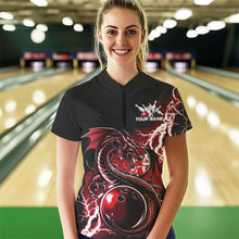 Load image into Gallery viewer, Custom Black And Red Thunder Lightning Dragon Womens Quarter-Zip Shirts, Bowlers Outfits IPHW8662