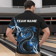 Load image into Gallery viewer, Custom Black And Blue Thunder Lightning Dragon Bowling Quarter-Zip Shirts For Men, Bowlers Outfits IPHW8663