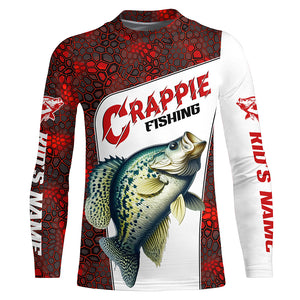 Custom Red Camo Crappie Fishing Jerseys, Crappie Fishing Long Sleeve Tournament Shirts Fishing Gifts IPHW6667