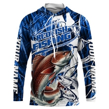 Load image into Gallery viewer, Custom Redfish Performance Fishing Shirts, Redfish Long Sleeve Fishing Shirts | Blue Camo IPHW6840