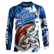 Load image into Gallery viewer, Custom Redfish Performance Fishing Shirts, Redfish Long Sleeve Fishing Shirts | Blue Camo IPHW6840