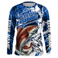 Load image into Gallery viewer, Custom Redfish Performance Fishing Shirts, Redfish Long Sleeve Fishing Shirts | Blue Camo IPHW6840