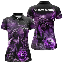 Load image into Gallery viewer, Black And Purple Thunder Lightning Custom Dragon Ladies Bowling Team Shirt, Bowling Uniform IPHW7992