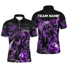 Load image into Gallery viewer, Black And Purple Thunder Lightning Custom Dragon Bowling Team Shirts For Men, Bowling Uniform IPHW7992