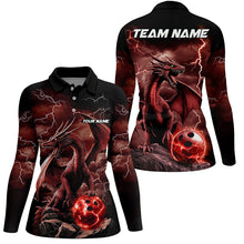 Load image into Gallery viewer, Black And Red Thunder Lightning Custom Dragon Ladies Bowling Team Shirts, Bowling Uniform IPHW7993