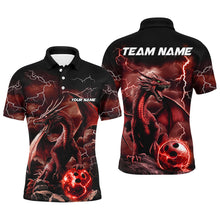 Load image into Gallery viewer, Black And Red Thunder Lightning Custom Dragon Bowling Team Shirts For Men, Bowling Uniform IPHW7993