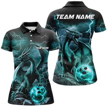 Load image into Gallery viewer, Black And Blue Thunder Lightning Custom Dragon Ladies Bowling Team Shirts, Bowling Uniform IPHW7994