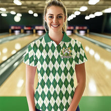 Load image into Gallery viewer, Custom St Patricks Day Argyle Bowling Polo Shirts For Women, Saint Paddys Day Team Outfits IPHW8682