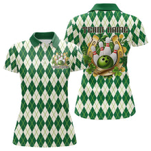 Load image into Gallery viewer, Custom St Patricks Day Argyle Bowling Polo Shirts For Women, Saint Paddys Day Team Outfits IPHW8682