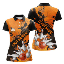 Load image into Gallery viewer, Split Happens Funny Orange Strike Bowling Women Polo Shirts For Team, Bowling Apparel IPHW6171
