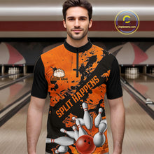Load image into Gallery viewer, Split Happens Funny Unisex Orange Strike Bowling Shirts For Bowling Team, Bowling Apparel IPHW6171