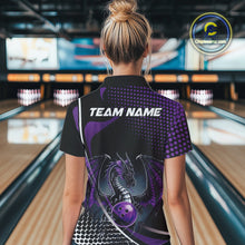 Load image into Gallery viewer, Custom Purple Dragon Bowling Jerseys, Mystical Bowling Team Uniform Polo Shirts For Women IPHW9534