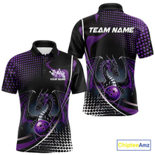 Load image into Gallery viewer, Custom Purple Dragon Bowling Jerseys, Mystical Bowling Team Uniform Polo Shirts For Men IPHW9534